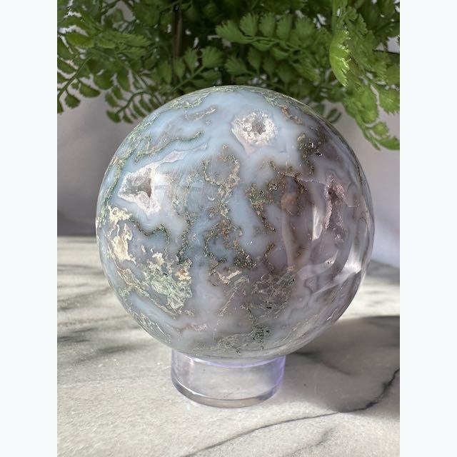 Lavender Moss Agate Crystal Sphere