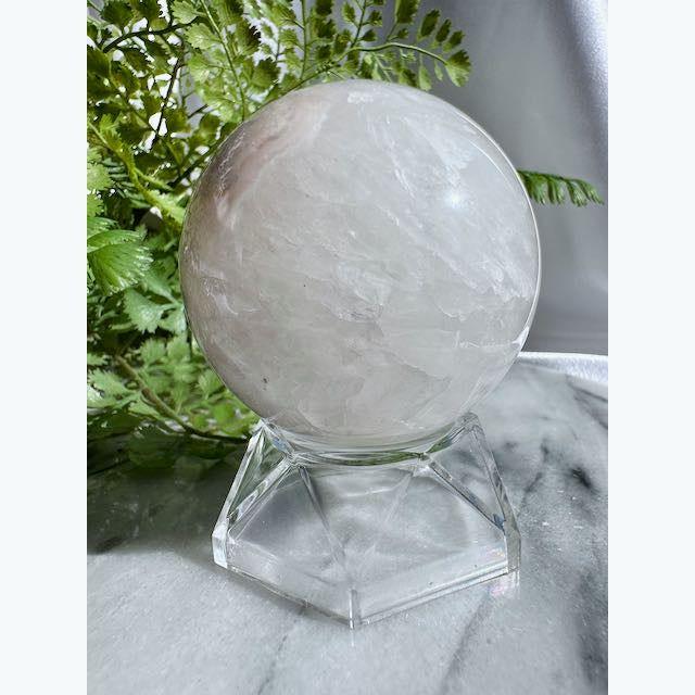 Quartz and Flower Agate Crystal Sphere