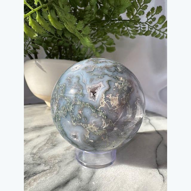 Lavender Moss Agate Crystal Sphere