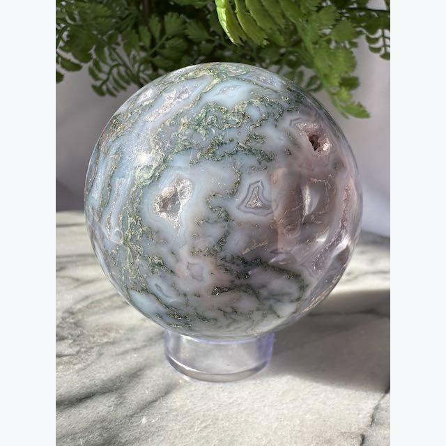 Lavender Moss Agate Crystal Sphere