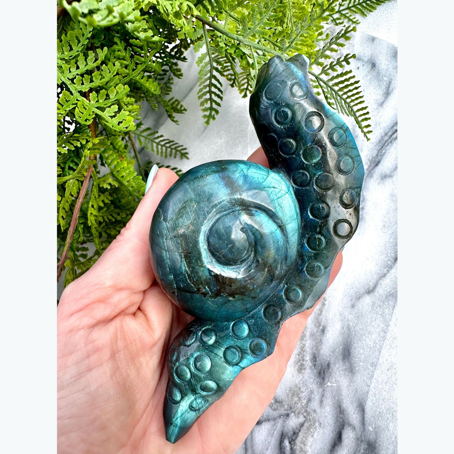 Labradorite Snail Carving