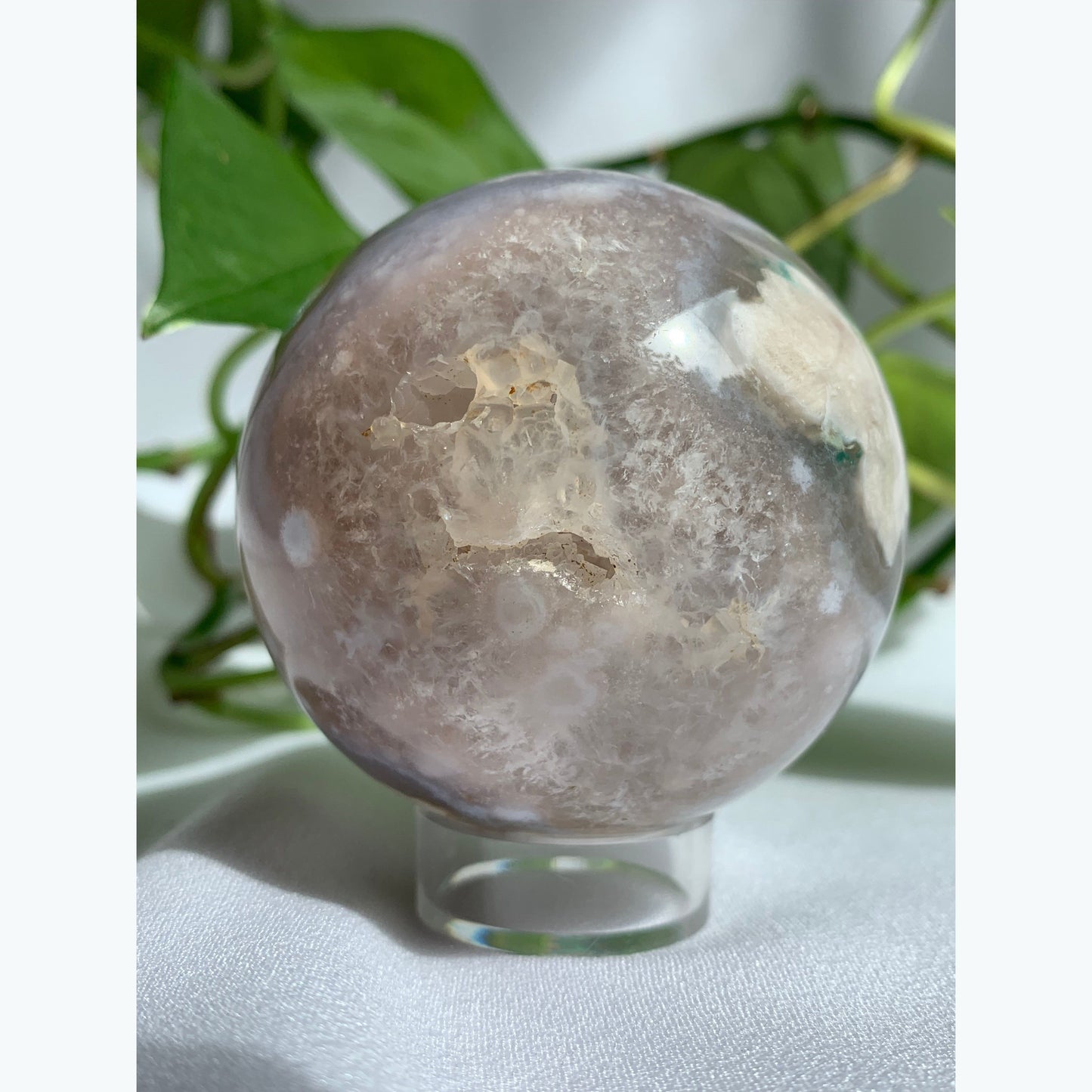 Large Carnelian Flower Agate Sphere