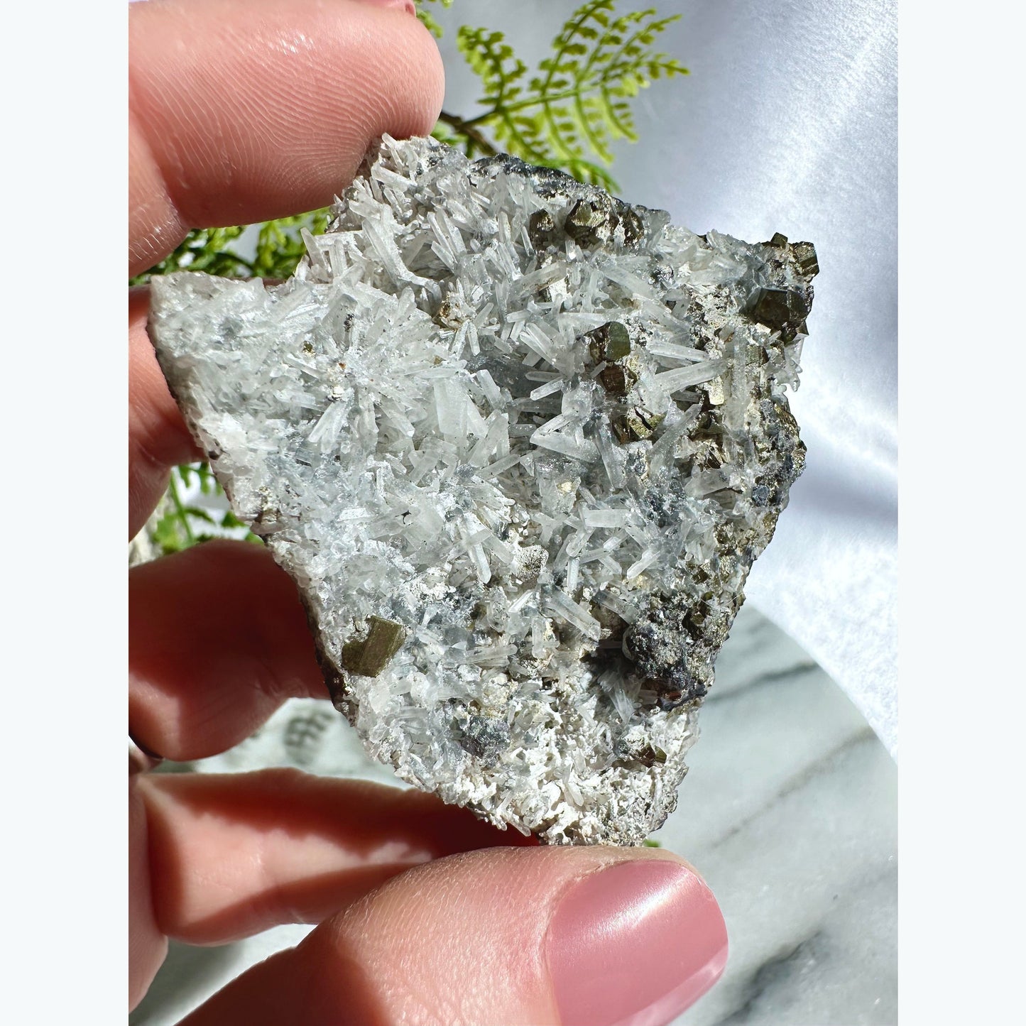 Pyrite and Galena on Needle Quartz