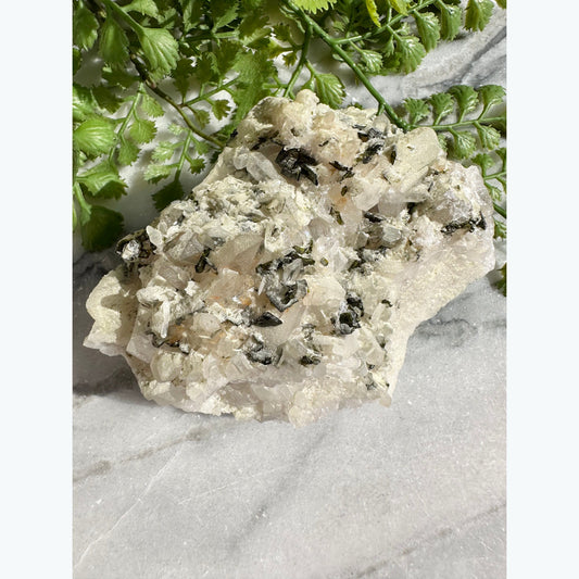 Quartz Cluster with Epidote Crystals