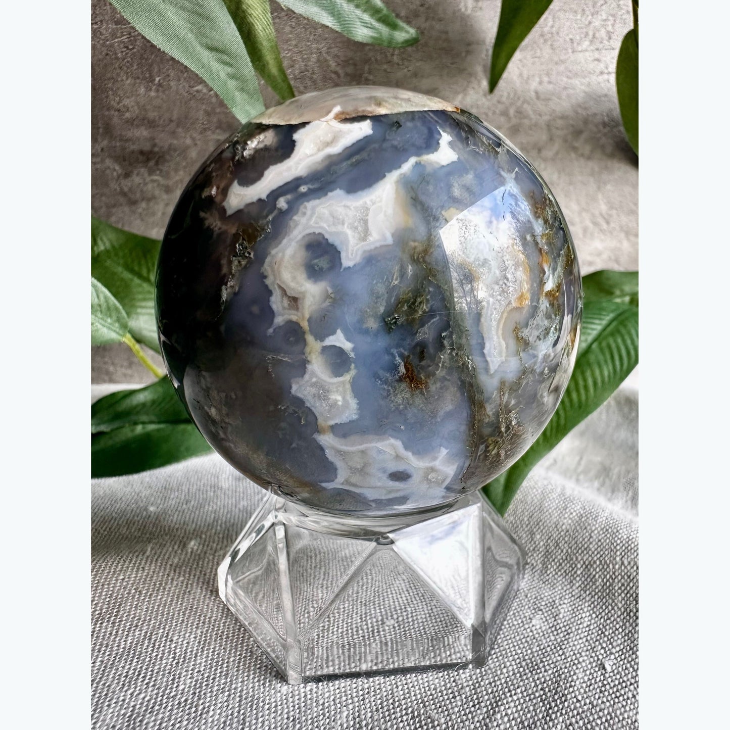 Moss Agate Crystal Sphere