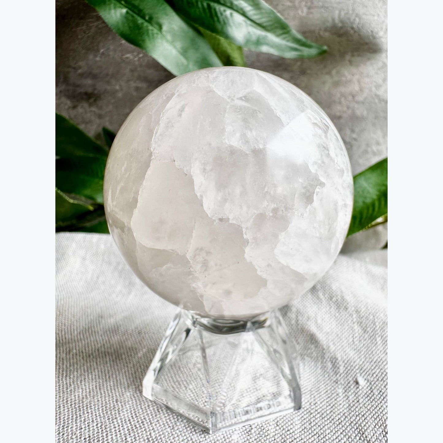 Flower Agate and Polished Quartz Sphere