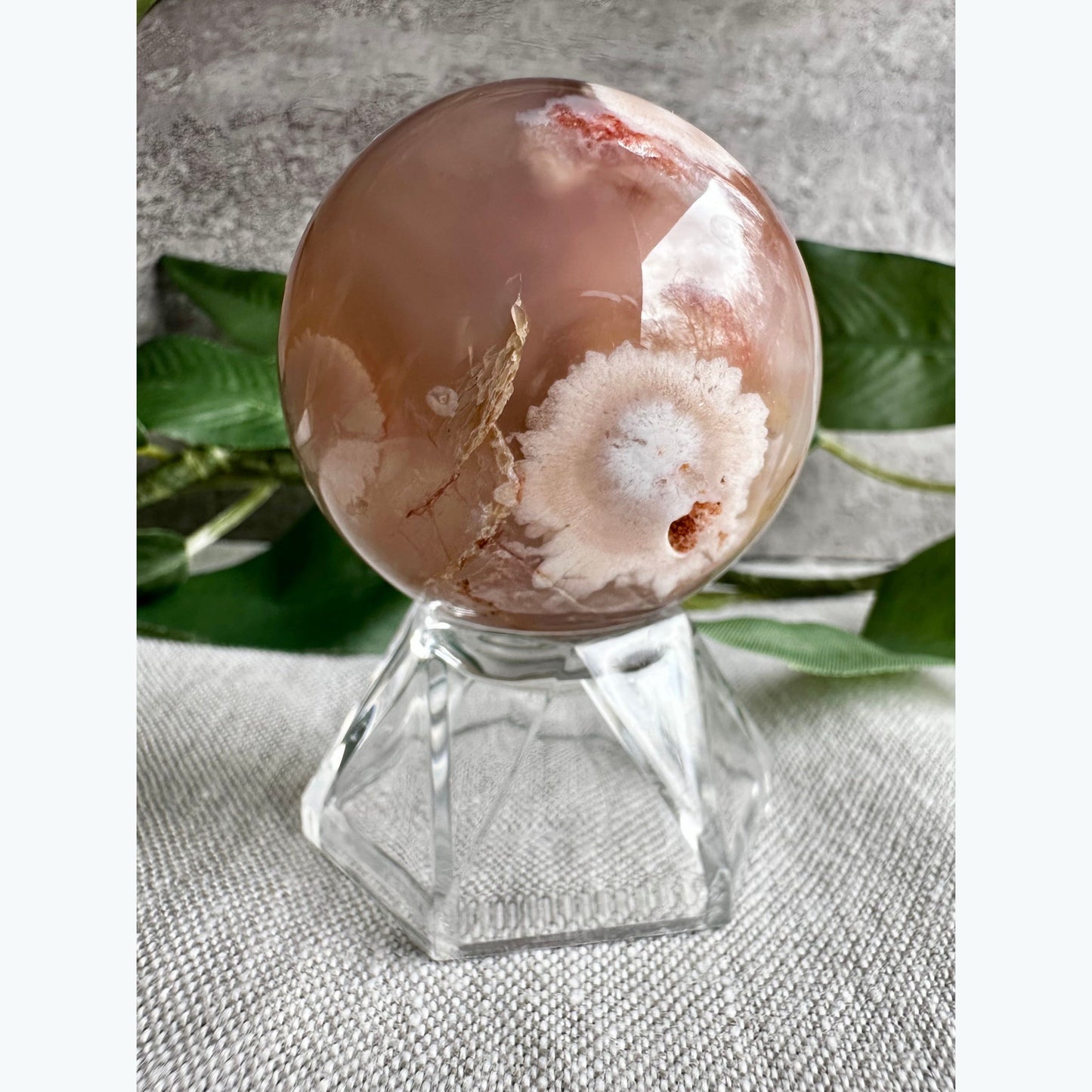 Small Flower Agate Sphere