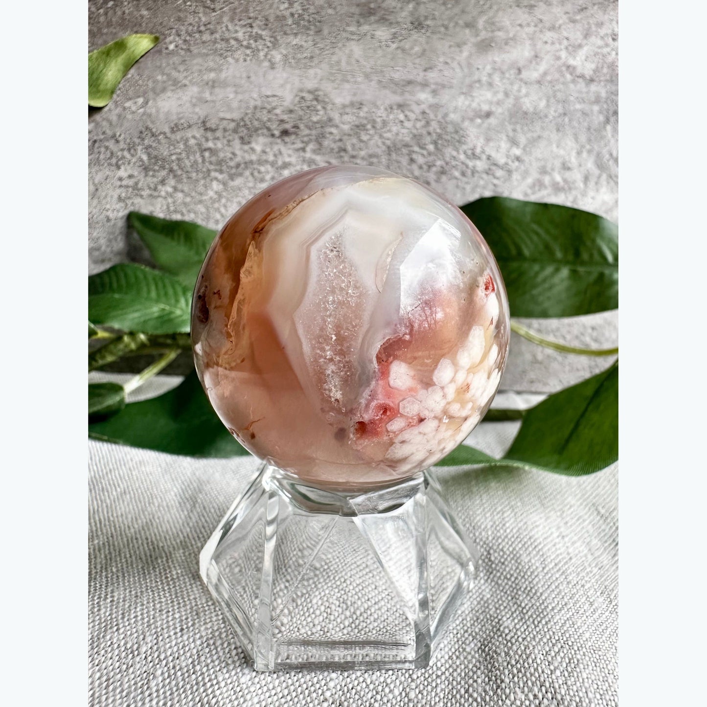 Small Flower Agate Sphere