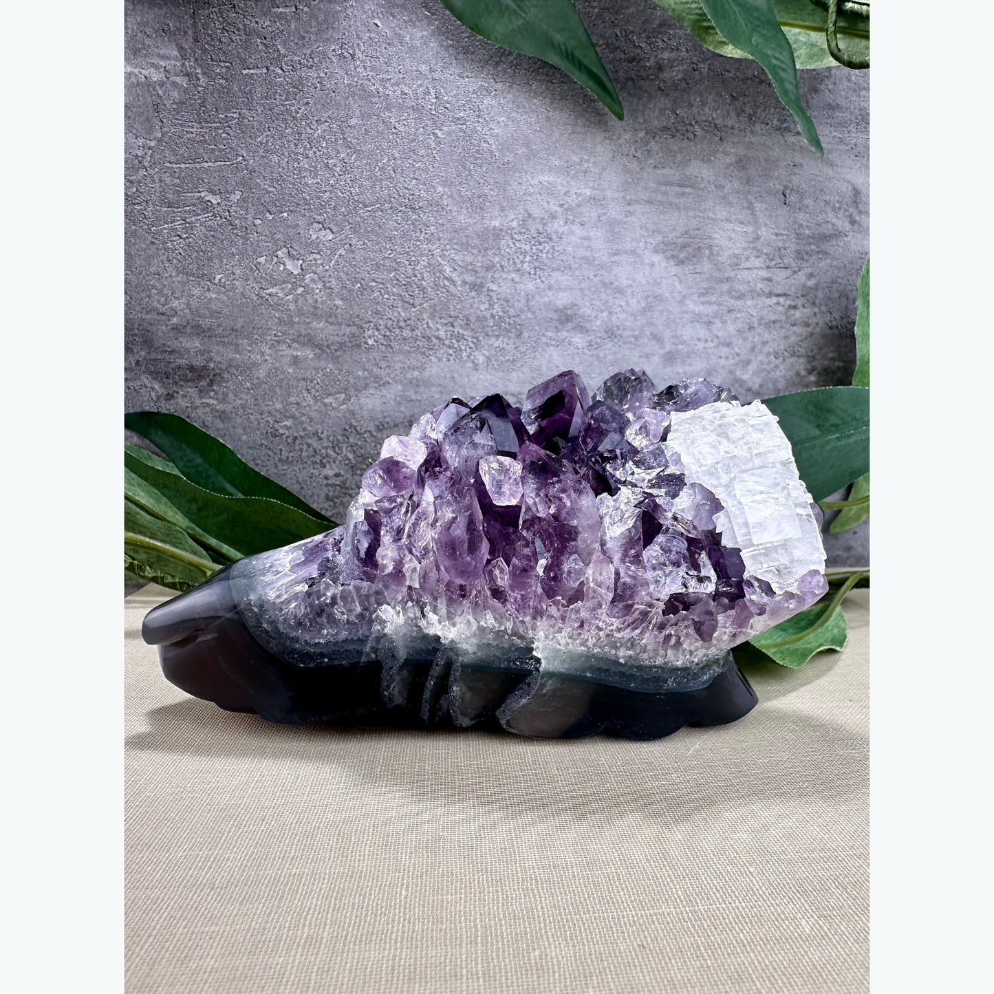 Amethyst and Calcite Crystal Snail