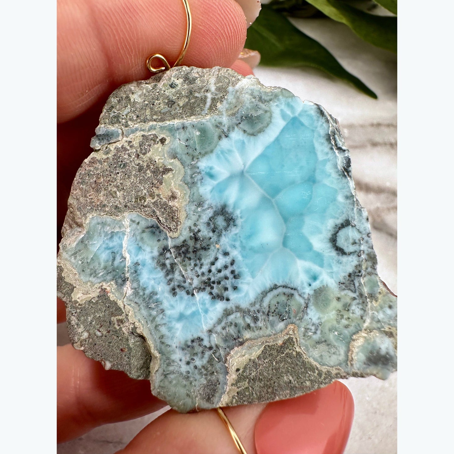 Half-Polished Larimar Stone