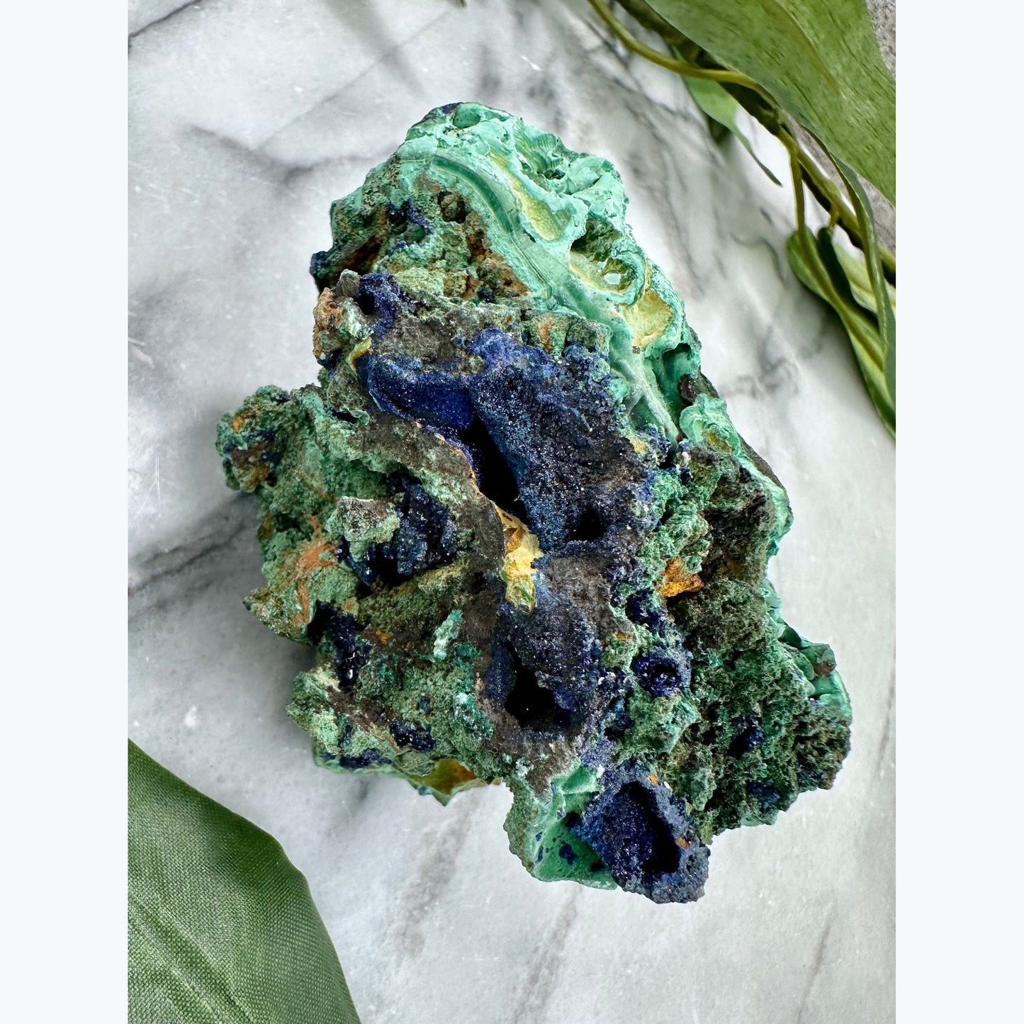 Raw Azurite and Malachite Specimen