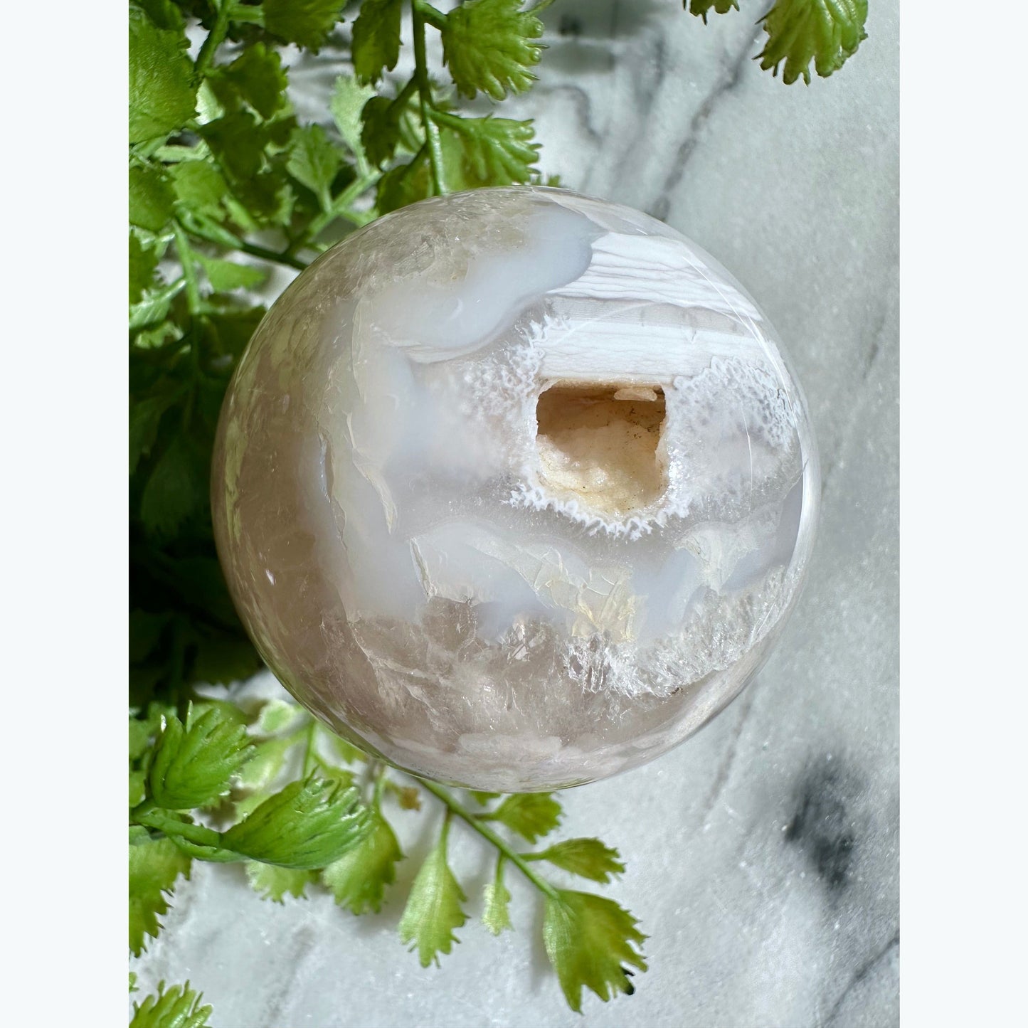 Cherry Blossom Flower Agate Crystal Sphere