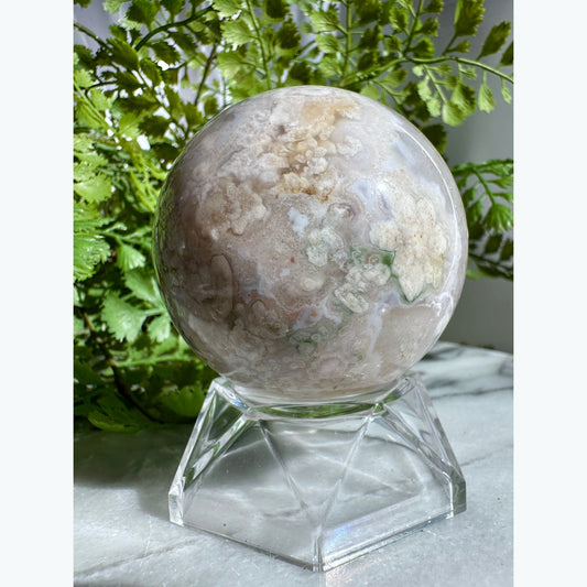 Cherry Blossom Flower Agate Crystal Sphere