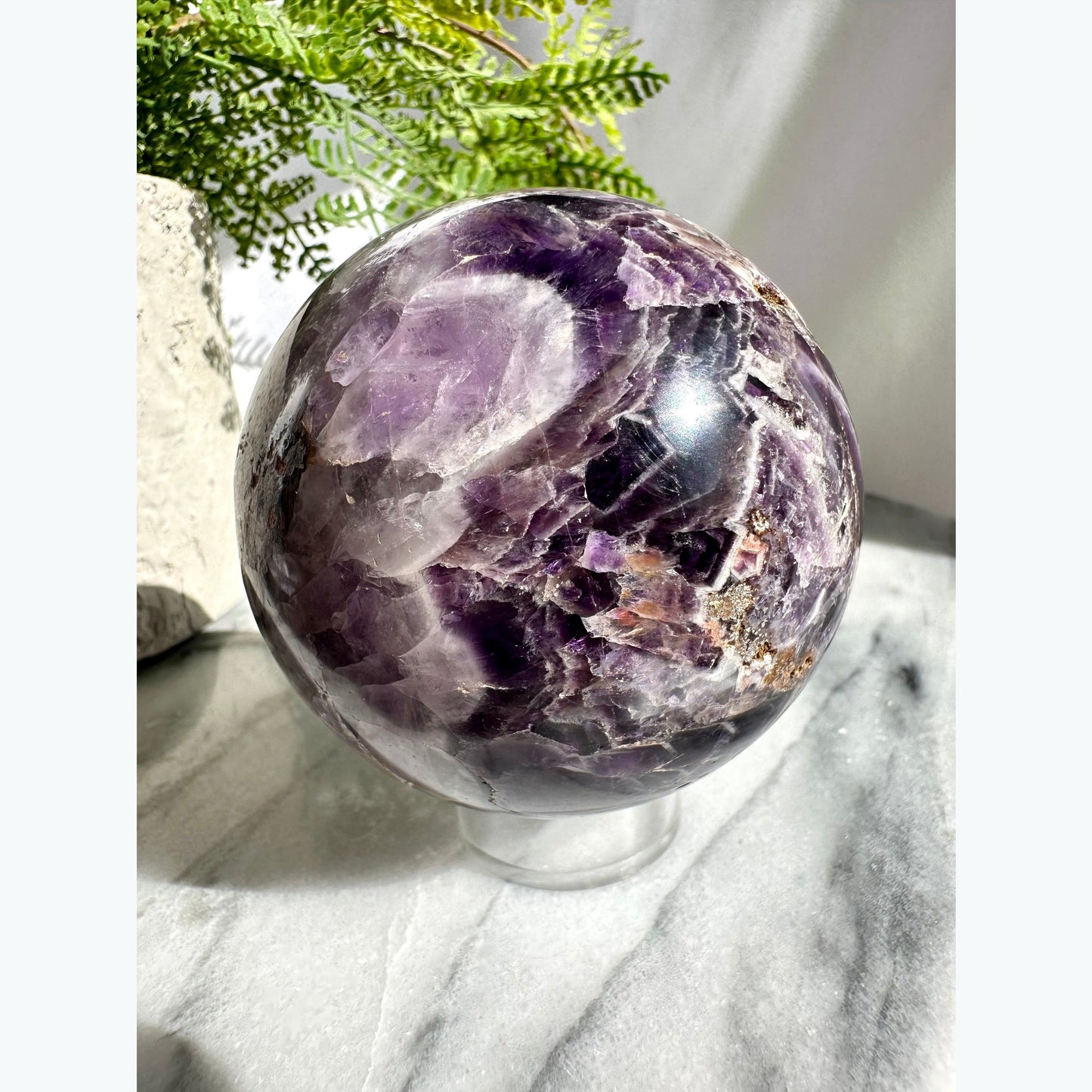 Large Chevron Amethyst Crystal Sphere