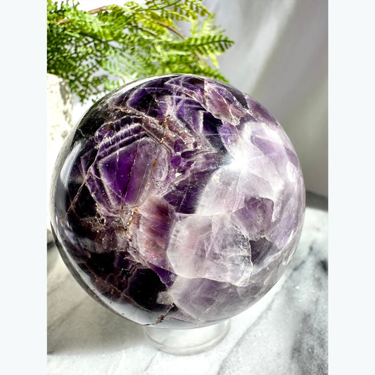 Large Chevron Amethyst Crystal Sphere