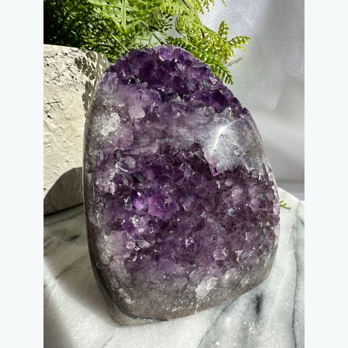 Amethyst Crystal Cluster Geode with Vibrant Points Cut Base Home Decor ...